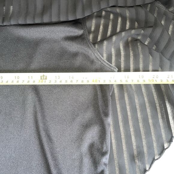 Black Layered Flowy Sheer Vertical Strip Cape Blouse Size M - Picture 4 of 5